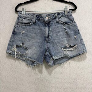 Joes Denim Jean Shorts Womens 26 Blue High Rise Distressed Cutoff Raw Hem